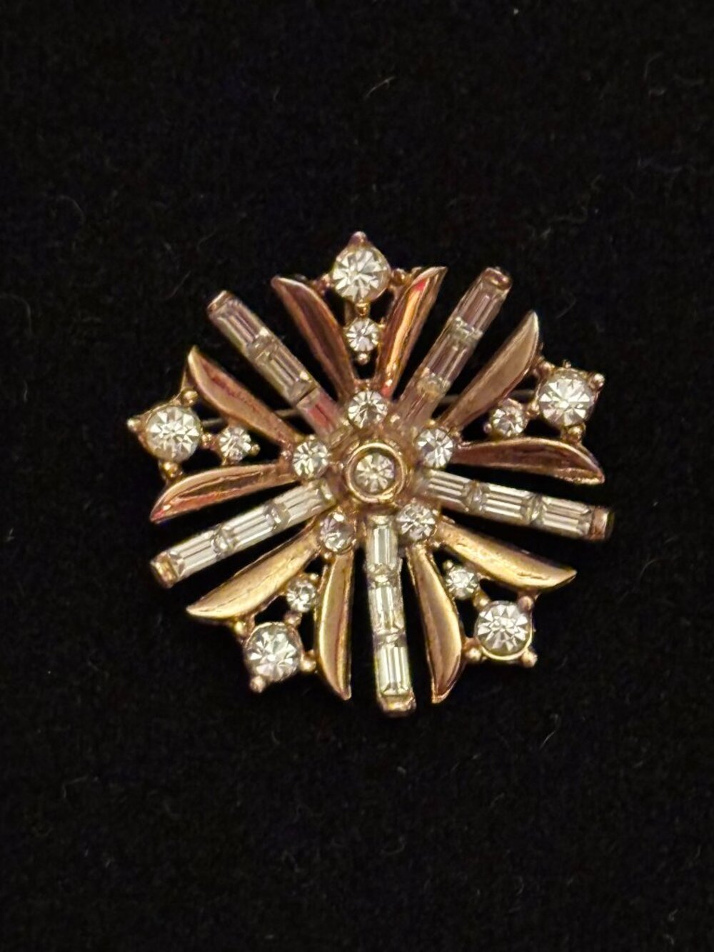 Vintage Alfred Philippe Crown Trifari Snowflake Chaton and Baguette Rhinestones